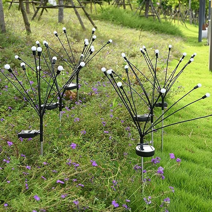 COVS Solar Garden Lights 8 LED Vibrant Firefly Starburst Swaying Lights by Wind Solar Lights for Outside Garden Decoration Firefly Lamp Outdoor Waterproof Multi Color (8 Pack, Multi-Colored)