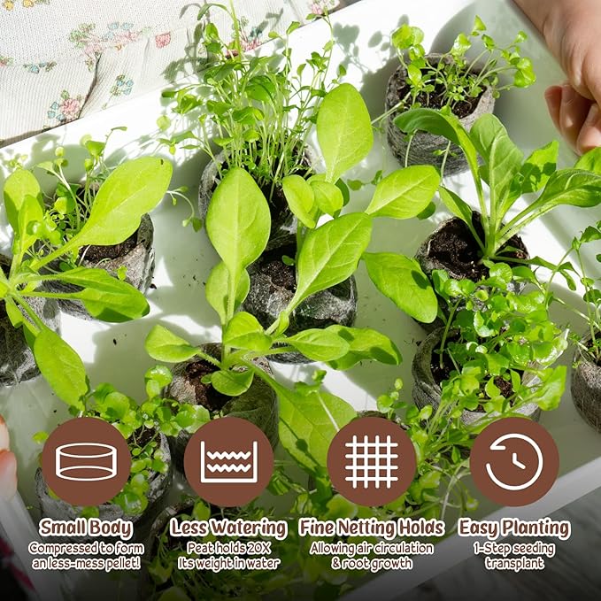 Legigo 300 Pcs 30mm Peat Pellets Starter Pods, Compressed Starting Plugs Pellet Fiber Soil Helps to Avoid Root Shock for Garden Planting Herb Flower Vegetables