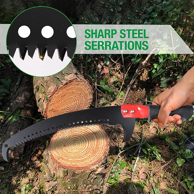 Scalebeard 27 Foot Pole Saws for Tree Trimming, Extendable Tree Trimmer Pruning Saw, Manual Branch Cutter Tree Pruner with Attachment Saw Blade