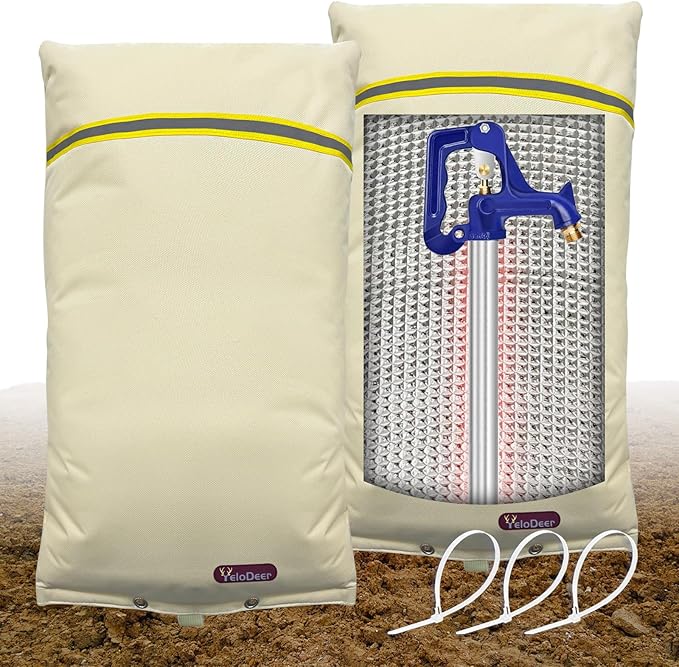 Backflow Preventer Insulation Cover, 14" W x 26" H YeloDeer Reusable Waterproof Sprinkler Valve Cover with Aluminum Foil, Outdoor Well Pump Cover Insulated for Winter Freeze Protection.