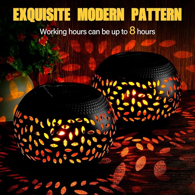 Reginary Solar Table Lantern Outdoor Waterproof Dancing Flame 7 Color Changing 2 Modes Metal Tabletop Light Desktop Decorative Lamp Auto On/Off Dusk to Dawn for Desk Patio Garden Pathway Yard