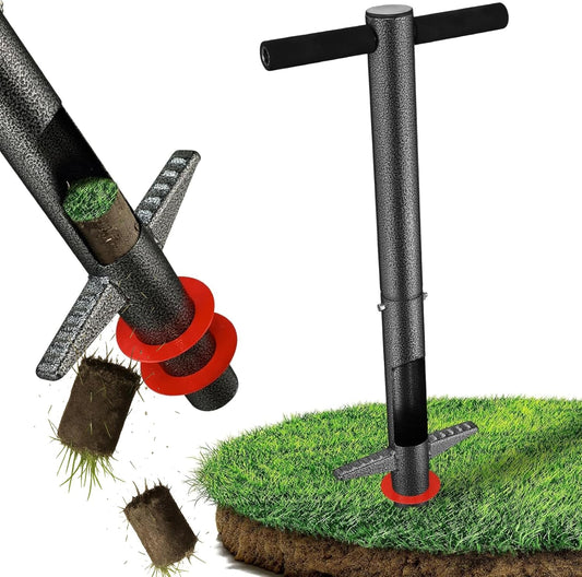 Bulb Planter Tool - 34" Long Handle Sod Plugger Lawn Digger,Auto Plug Eject,Heavy Duty Yard Garden Plant Hole Pluggers for Grass,Tulip Flower ,Soil Transplant Plugging,Turf Repair Transplanting
