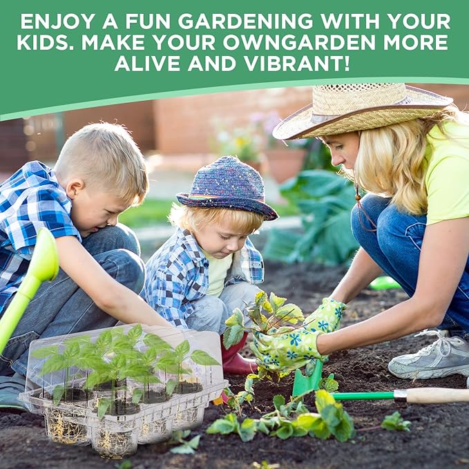 Vesici 10 Pack Seed Starter Tray Kit Seedling Starter Trays with 4 Inch Nursery Pots and Humidity Dome (60 Cells) Mini Greenhouse Plant Germination with Labels for Garden(Clear)