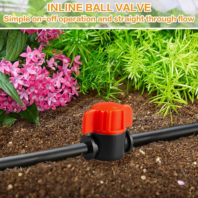 1/4" Drip Irrigation Valve：25 Pack Drip Irrigation Shut Off Switch Valve Fits 1/4 Inch Drip Irrigation Tubing Drip Line Cut Off Valve for Garden Lawn Irrigation System