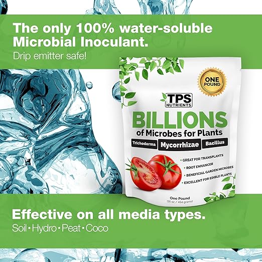 TPS NUTRIENTS Billions Concentrated Microbial Root Enhancer, 100% Water-Soluble with Mycorrhizae, Bacteria and Trichoderma, 16 oz (1 Pound)