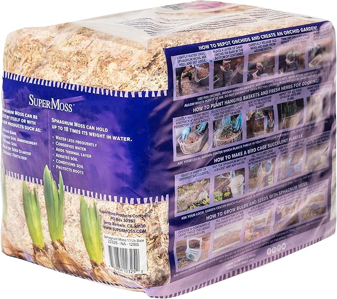 SuperMoss (22325) Orchid Sphagnum Moss Dried, Natural, 1 Pound Mini Bale