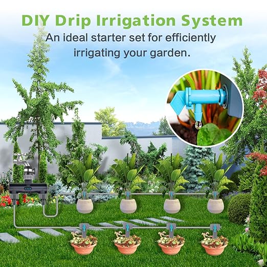 Drip Irrigation System Kit 66ft, Quick Connect Automatic Watering System for Potted Plants with 6mm Irrigation Tubing for Outdoor Garden Indoor Plants Greenhouse
