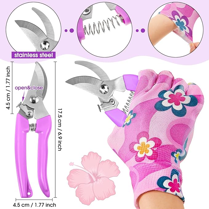 WILLBOND 10 Pcs Rose Thorn Stripper Tool Valentines Gifts Florist Supplies Rose Thorn Remover Kit Garden Remover for Flower Stripper Kit Florist Tool, Floral Gloves Tape(Purple,Heart)