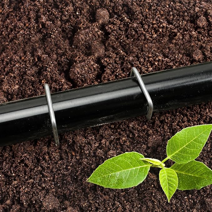 CEWOR 500 Pack 6 Inch Landscape Staples 11 Gauge Garden Stakes, Garden Staples Galvanized U-Shaped Pins Lawn Ground Yard Staples Fence Stakes for Landscaping Fabric Drip Irrigation