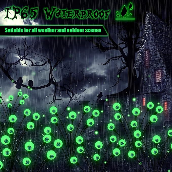 Halloween Decorations Outdoor Solar Scary Eyeball Lights, 2-Pack 16 LED Halloween Decor Solar Garden Lights, Waterproof Halloween Night Light Spooky Pathway Lights for Yard Patio Lawn Party