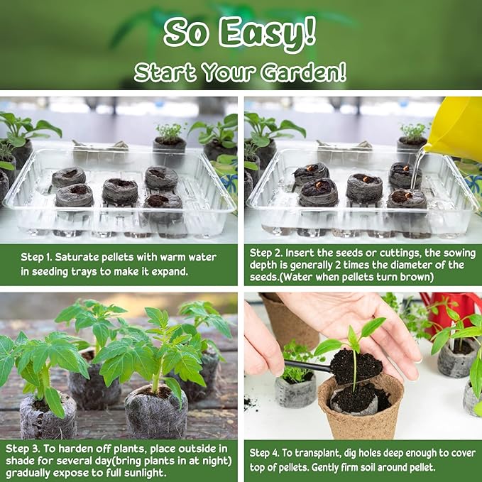 Legigo 200 Pcs 50mm Seed Starter Peat Pellets Pods for Seedlings- Compressed Seed Starting Pellets Seed Starter Pods Plugs Soil Peat Pods for Starting Seeds, Garden Planting Herb Flower Vegetables