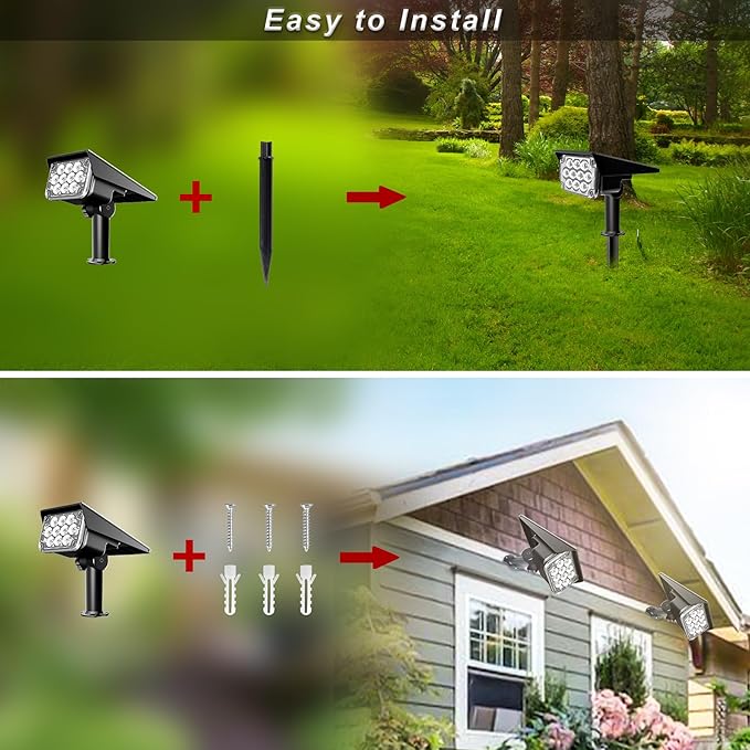 Solar Spot Lights Outdoor, Blue Solar Spotlights Landscape Lights with IP65 Waterproof 20 LEDs for Garden Path Yard Holiday Decoration 4 Pack