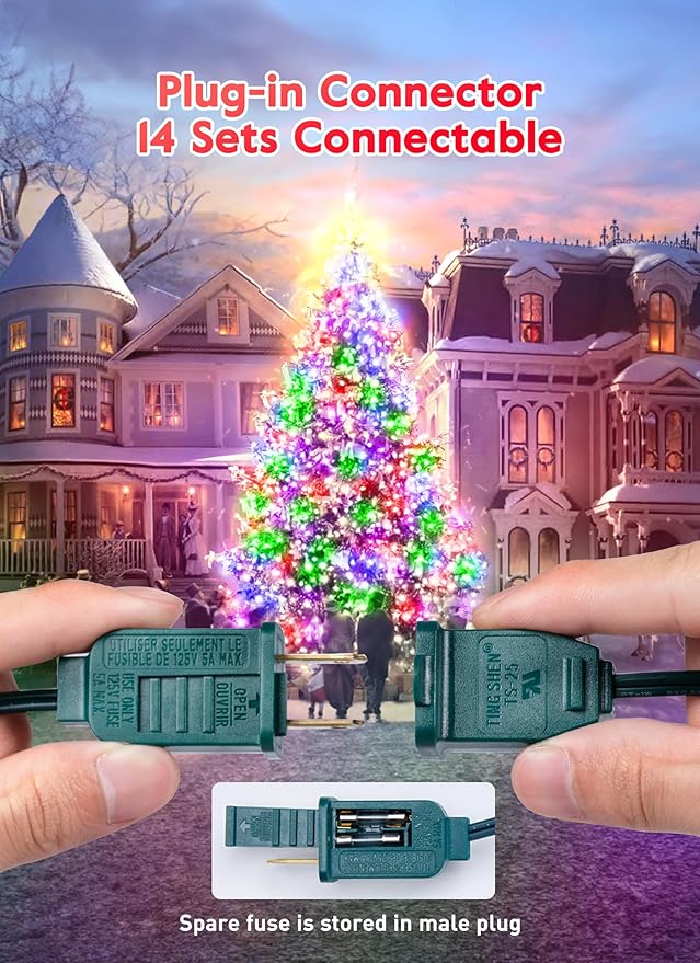 Vintage C9 LED Christmas Lights Outdoor, 50 Feet C9 String Lights with 50 Colored Shatterproof Bulbs, Connectable Waterproof Lights for Holiday Party Roofline Backyard Garden Patio, Green Wire
