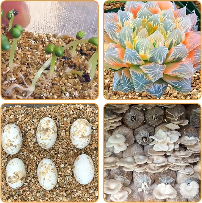 Halatool 8 QT Horticulture Vermiculite Professional Soil Addictive Coarse Grade Vermiculite for Plants Gardening Mushrooms Seed Starting Cat Grass