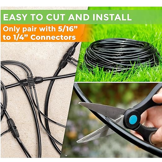 5/16 Inch Dropper Blank Distribution Pipe,65 Foot (20 m) Black Drip Pipe for DIY Garden Irrigation Systems,Drip Pipes and Drip Irrigation System Parts