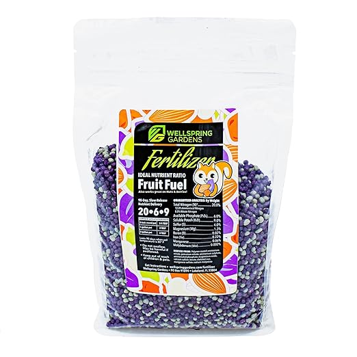 Mulberry Fuel Fruit Plant Fertilizer by Wellspring Gardens - Premium Slow-Release Fertilizer for Berries, Cherries, Nuts, and Fruit Trees - Enhances Soil Acidity & Plant Nutrition - 1 Pound (1 lb)
