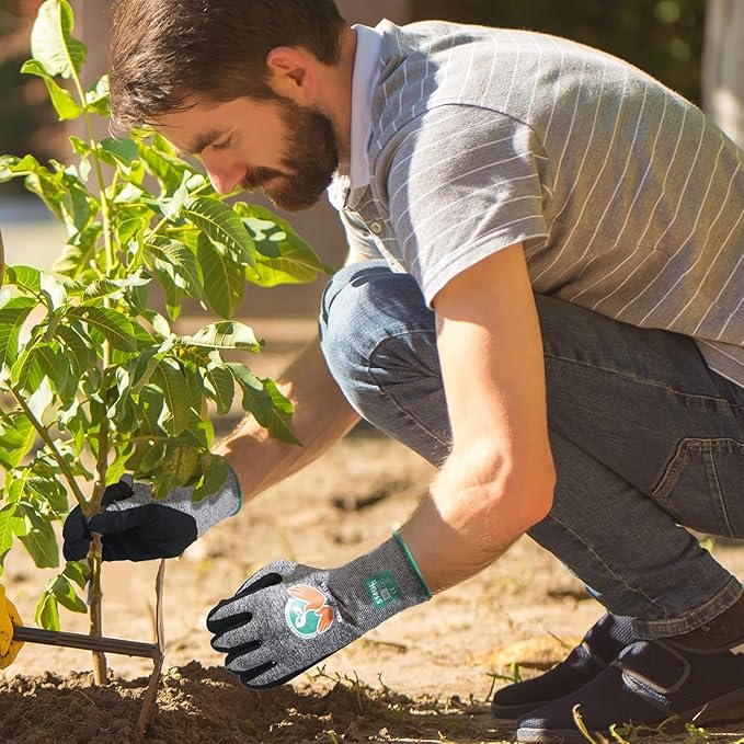 6 Pairs Gardening Gloves for Women and Men, Latex Coated Gloves for Work, Garden Gloves Made from Recycled PET, Large