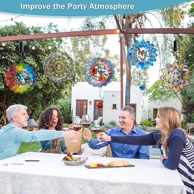 Wind Spinner Lucky Star Mandala Wind Spinners for Garden Yard Hanging Wind Sculptures Create Zen Atmosphere. Kinetic Metal Art Decoration Indoor/Outdoor Decor Mandala Gift for Mom Wife Woman