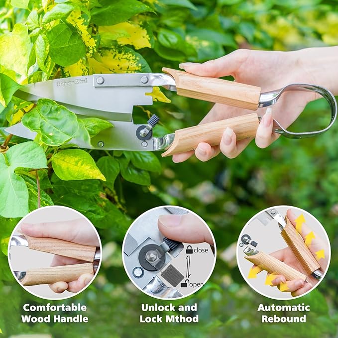 Berry&Bird Hand Shears, Single Bow Straight for Wool Sheep Shear for Alpaca, Pet, and Horse Shearing, Stainless Steel Large Grass Scissors for Cutting, Gardening, Pruning, and Trimming - 11.8'' Long