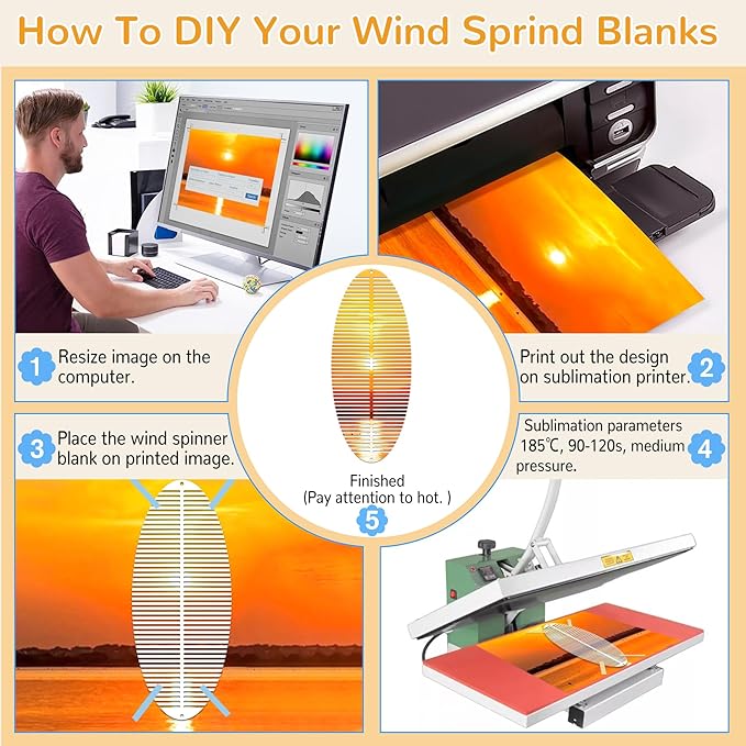 Sublimation Wind Spinner Blanks, 8 Pack 10 Inch 3D Aluminum Metal Hanging Wind Spinner Bulk for Garden Yard Outdoor, Window Porch Decoration for Heat Press Transfer DIY