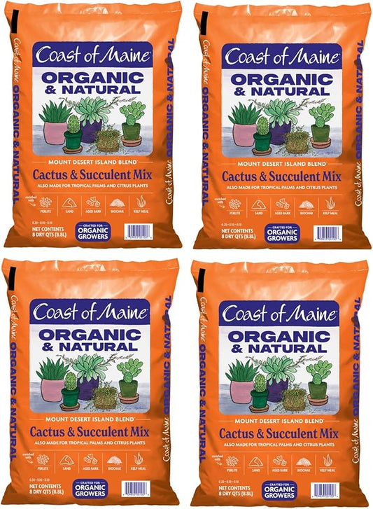 Coast of Maine Mount Desert Island Blend, 8qt (Pack of 4) Organic and Natural, Cactus and Succulent Mix - Tropical Palms and Citrus Plants