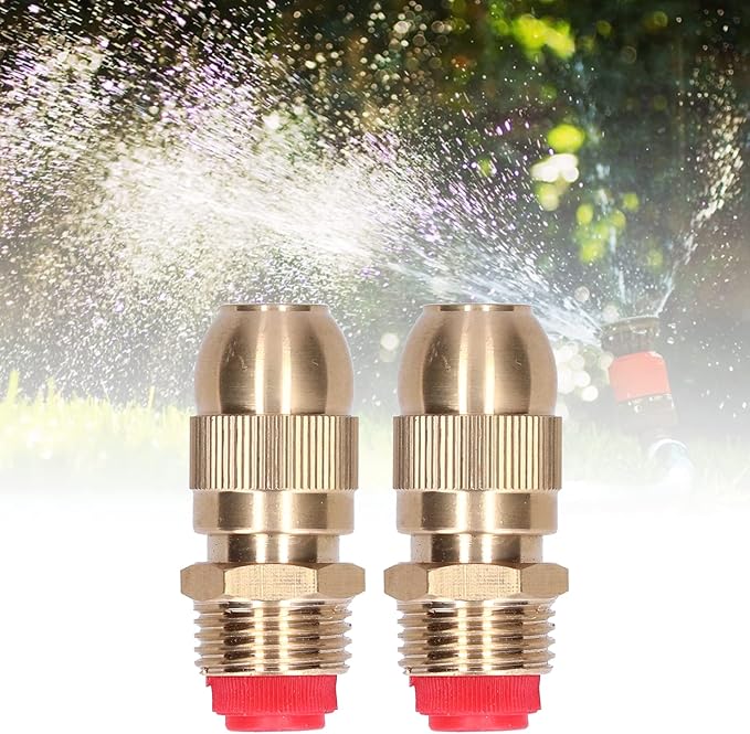 Sprinkler Nozzle, Garden Irrigation Water Spray Head, 2Pcs 1/2 Male Thread Adjustable Watering Sprinkler Garden Lawn Brass Sprayer Nozzle