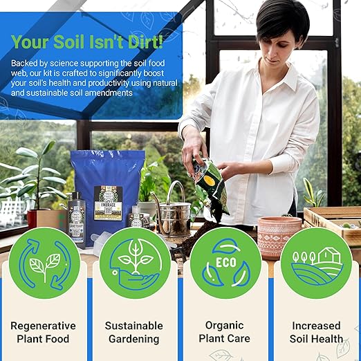 Back to Earth Works Regenerative Gardening Kit - Natural and Organic Fertilizer Replacement, Enrich Soil, Promote Plant Health & Sustainability