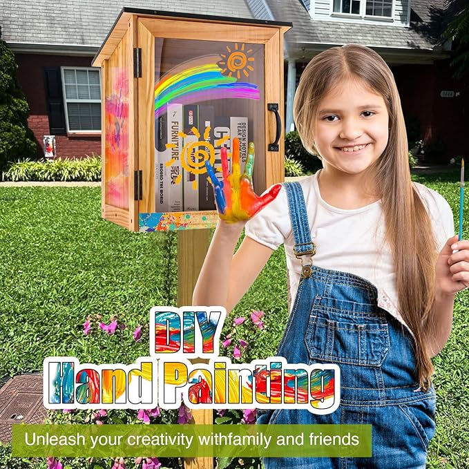 Little Library Box Outdoor Kit - A Wooden Library Box and A Library Garden Flag for Sharing Books, Communication and Learning Between Neighbouring Communities