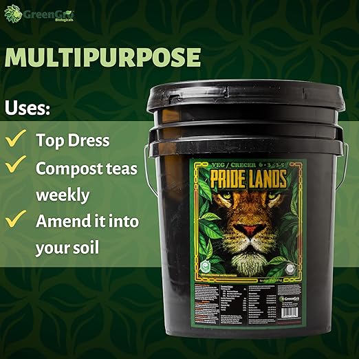 GreenGro Pride Lands Veg Premium Organic Dry Top Dress Fertilizer for The Vegetative Cycle, Bigger Buds and Healthier Plants with Our Complete Veg Food, Easy to Use and All Natural, 5 lb
