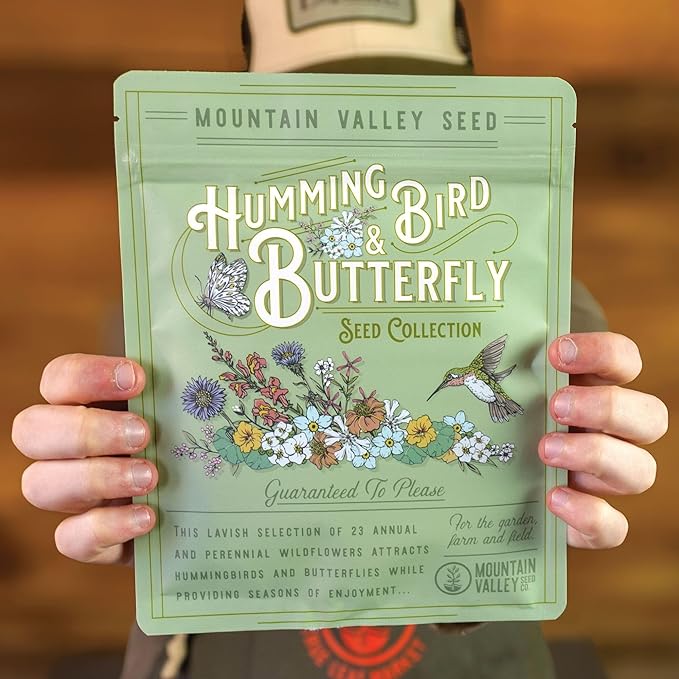 Wildflower Seeds Bulk, 2 Oz. 80,000+ Seeds, Butterfly and Hummingbird Seed Mix, 23 Non-GMO Varieties of Butterfly Garden Seeds for Planting - Hummingbird Flower Seeds, Butterfly Flower Seeds