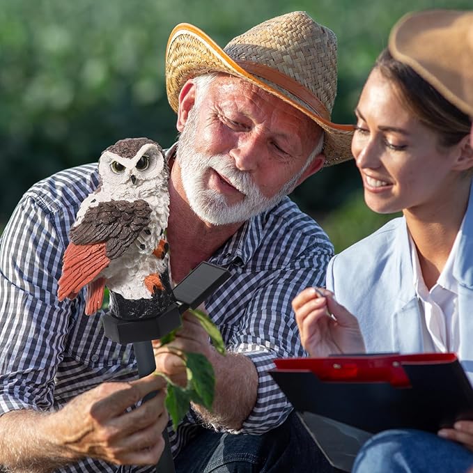 Capoda 2 Pieces Owl Garden Decorations Resin Owl Figurine Solar Light Stake Waterproof Animal Light Outdoor Decorations for Patio Yard Lawn Porch Pathway Decoration