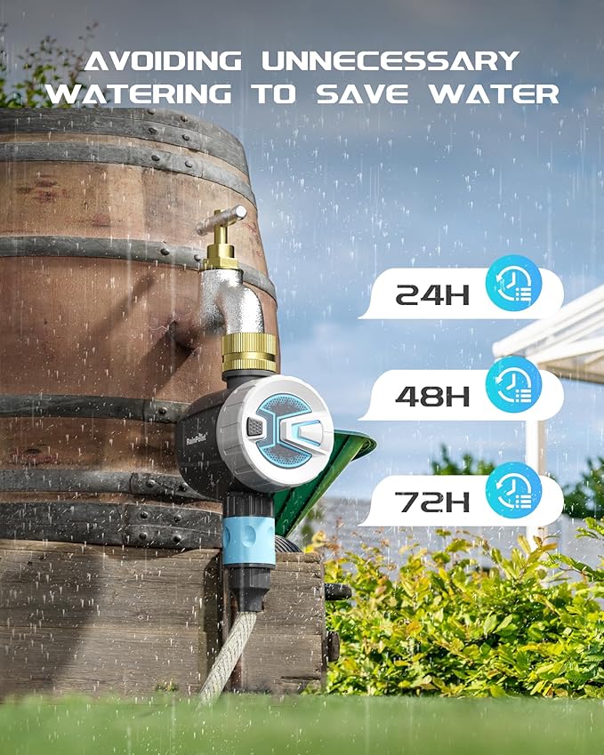 RAINPOINT WiFi Sprinkler Timer Water Timer, Brass Inlet Smart Hose Faucet Timer, Automatic Irrigation System Controller for Yard Watering, APP Control via 2.4Ghz WiFi and Bluetooth (V2, 2025 Release)