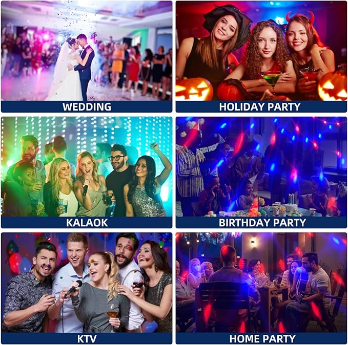 4-Pack DJ Disco Ball, Party Lights Sound Activated with Remote, Strobe Light for Home Room Dance Birthday Party Supplies, Stage Lamp for New Years Birthday Halloween Christmas Decorations