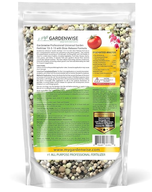 Professional Universal Garden Fertilizer 13-3-13 with Slow-Release Formula (1/2 Quart)