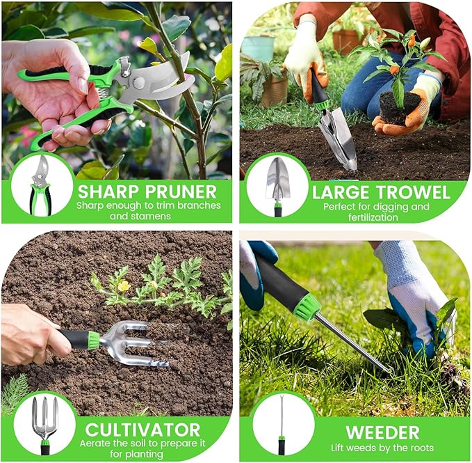 Upgraded Garden Kneeler and Seat, Garden Stool with Thicken & Widen Soft Kneeling Pad, Heavy Duty Gardening Stool with 2 Garden Tool Bags & 4 Garden Tools, Gardening Gifts for Women Mom Men Seniors