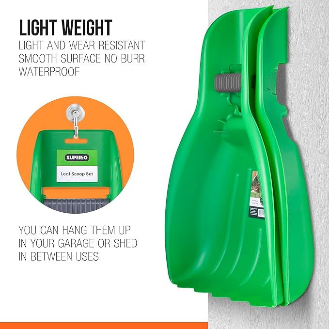 Leaf Collector, Leaf Scoops, Hand Rake for Leaf Picker Upper Gardening Hand Tools, Lawn Cleaning Garden Rake 6 Pairs Leaf Scoop, Green Plastic Leaf Grabber, by Superio