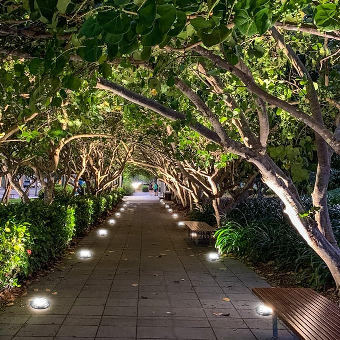 K.E.J. Solar Lights Outdoor 12 Pack Waterproof Solar Garden Ground Lights Landscape Lighting for Outside Patio Pathway Lawn Yard Deck Driveway Walkway