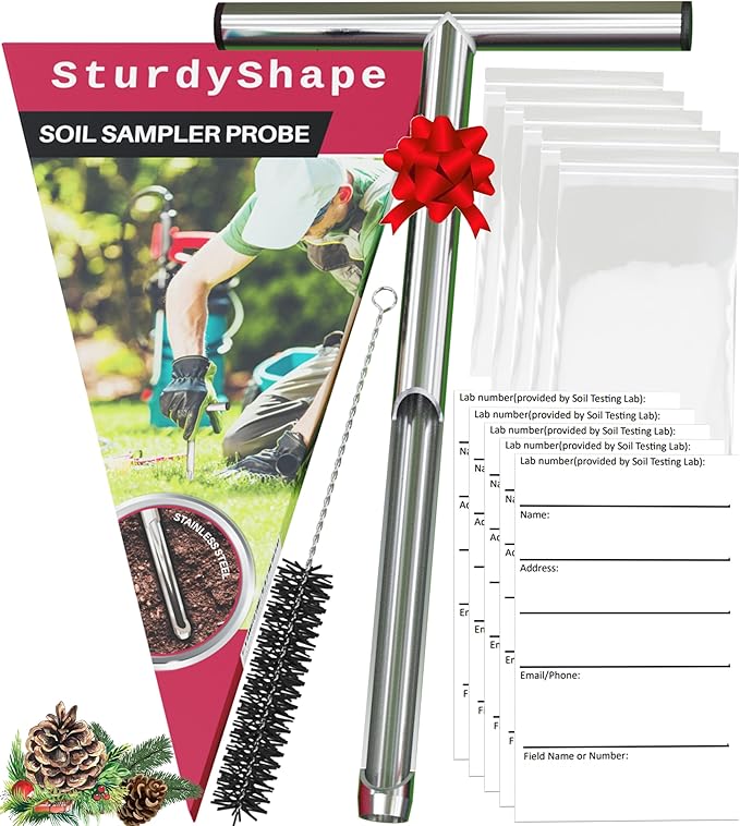SturdyShape Soil Probe Sampler Test Kit 12in. The Core Sampling Tool Comes with 5Bags, 1Brush, 5Labels.