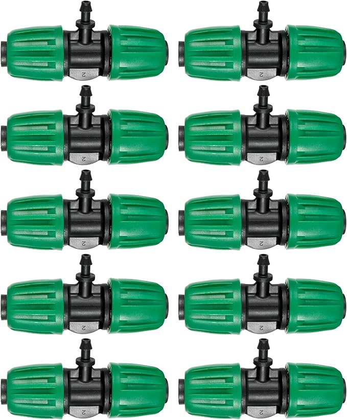 10 Pcs Barbed Tee 1/2 inch Tubing (1/2" ID x0.6-0.63" OD) 16mm to 1/4 inch Irrigation Tube Anti-Drop Quality Fitting (Fits 13mm ID / 4mm ID)