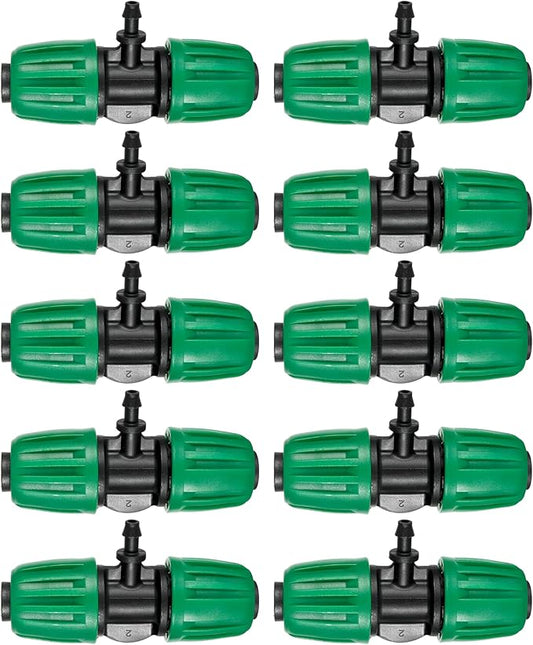 10 Pcs Barbed Tee 1/2 inch Tubing (1/2" ID x0.6-0.63" OD) 16mm to 1/4 inch Irrigation Tube Anti-Drop Quality Fitting (Fits 13mm ID / 4mm ID)