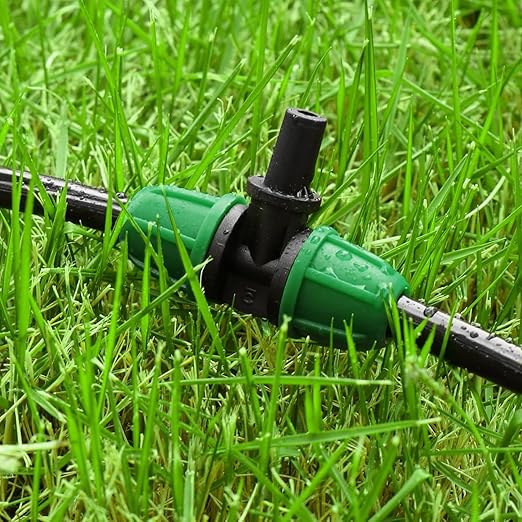 Upgraded Drip Irrigation Fittings for 1/4 inch Tubing to 6mm Flat Mouth: Lock Barbed Nozzle Tee Connectors for Connecting Micro Atomizing Nozzle for Garden Greenhouse Misting (24 Pack)