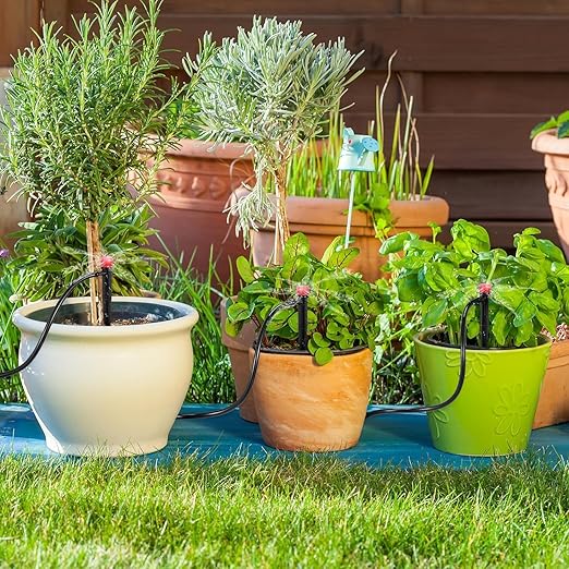 100 pcs Drip Emitters for 1/4 inch Drip Irrigation Tubing 360 Degree Adjustable Water Flow Irrigation Emitters Drippers for Drip Irrigation Water Emitters Irrigation Drip Heads for Flower Plant