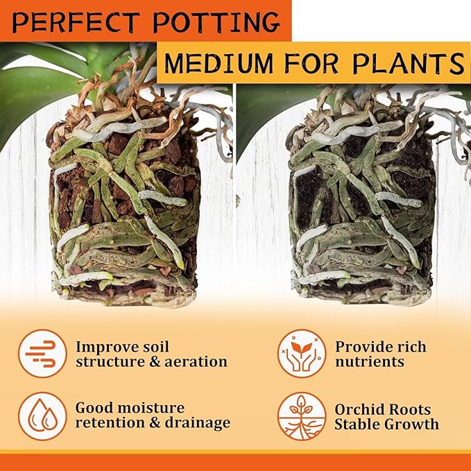 Legigo 12 Quarts Organic Orchid Potting Bark- All Natural Orchid Bark Potting Mix Pine Bark Wood Chips for Houseplant Mulch, Orchid Plants Root Development