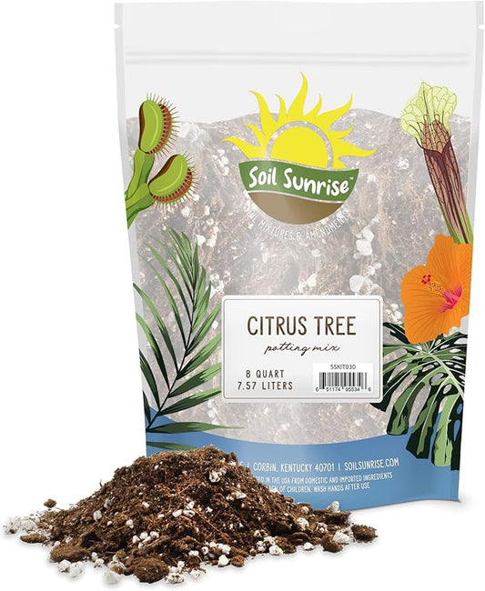 Citrus Tree Potting Soil Mix (8 Quarts), Special Blend for Indoor Oranges, Lemons, Limes and More