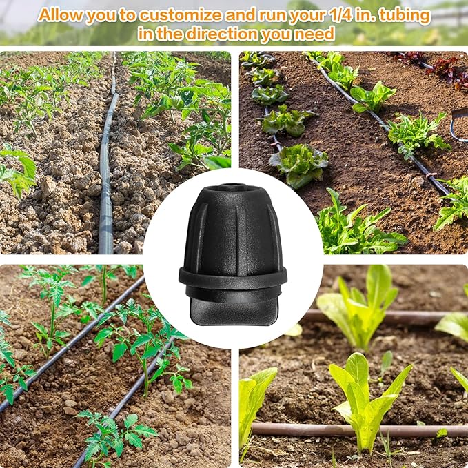 JAYEE 1/4 Inch Drip Irrigation Fittings, Barbed Locked End Plugs for ¼ in. Tubing, 25 Pcs Drip Line Parts Irrigation End Closure with Locked Nuts for Garden Lawn Sprinkler Systems, Black