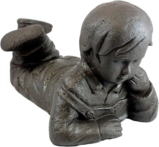 Emsco Group 92246 Day Dreaming Boy Statue – Natural Appearance – Made of Resin – Lightweight – 16” Height Garden, BRONZE