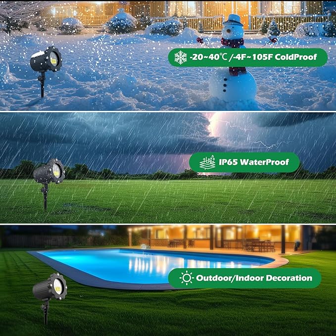 Laser Christmas Projector Lights Outdoor, 3 Color Christmas Laser Light Outdoor with Remote Control,IP65 Waterproof Firefly Laser Light Projector for Holiday,Party,Garden,Decoration