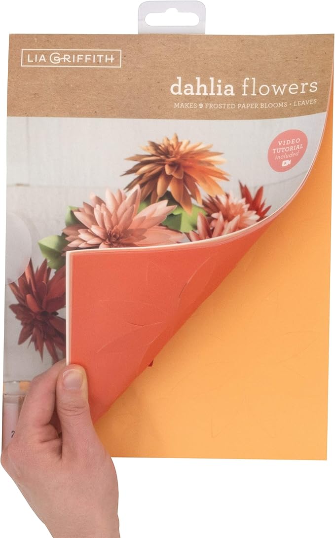 Lia Griffith Frosted Paper Blooms Dahlia Flowers, 8.5" x 11", Assorted Colors 21 Pages