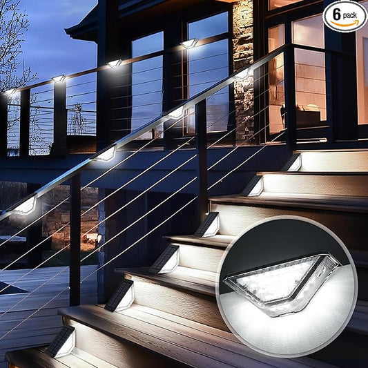 SOLPEX Solar Step Lights Outdoor,Solar Deck Lights for Outside,Two-Sided Stair Lights with 33 LEDs,Waterproof IP65 for Garden,Fence,Deck,Steps,Stair,Porch（16 Pack,Cold White）