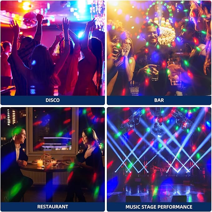 DJ Disco Ball, Party Lights Sound Activated with Remote, Strobe Light for Home Room Dance Birthday Party Supplies, Stage Lamp for New Years Birthday Halloween Christmas Decorations